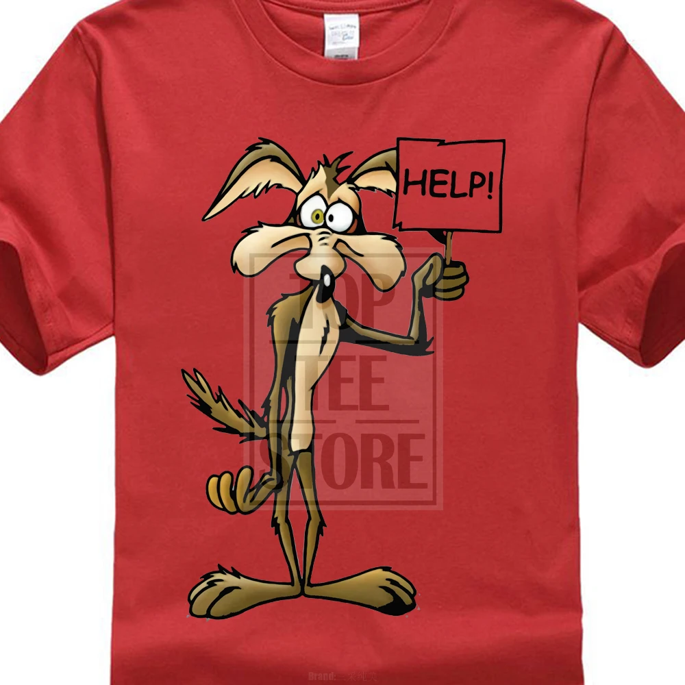 Wiley Coyote футболка Looney ttes Road Runner мультфильм Забавный из США 013622 - Цвет: Красный