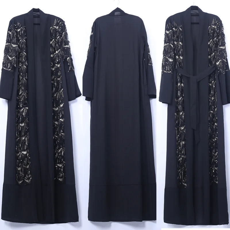 

Ramadan New Muslim Turkish Diamond Sequins Abaya Islamic Women's Robe Cardigan Moroccan Kaftan