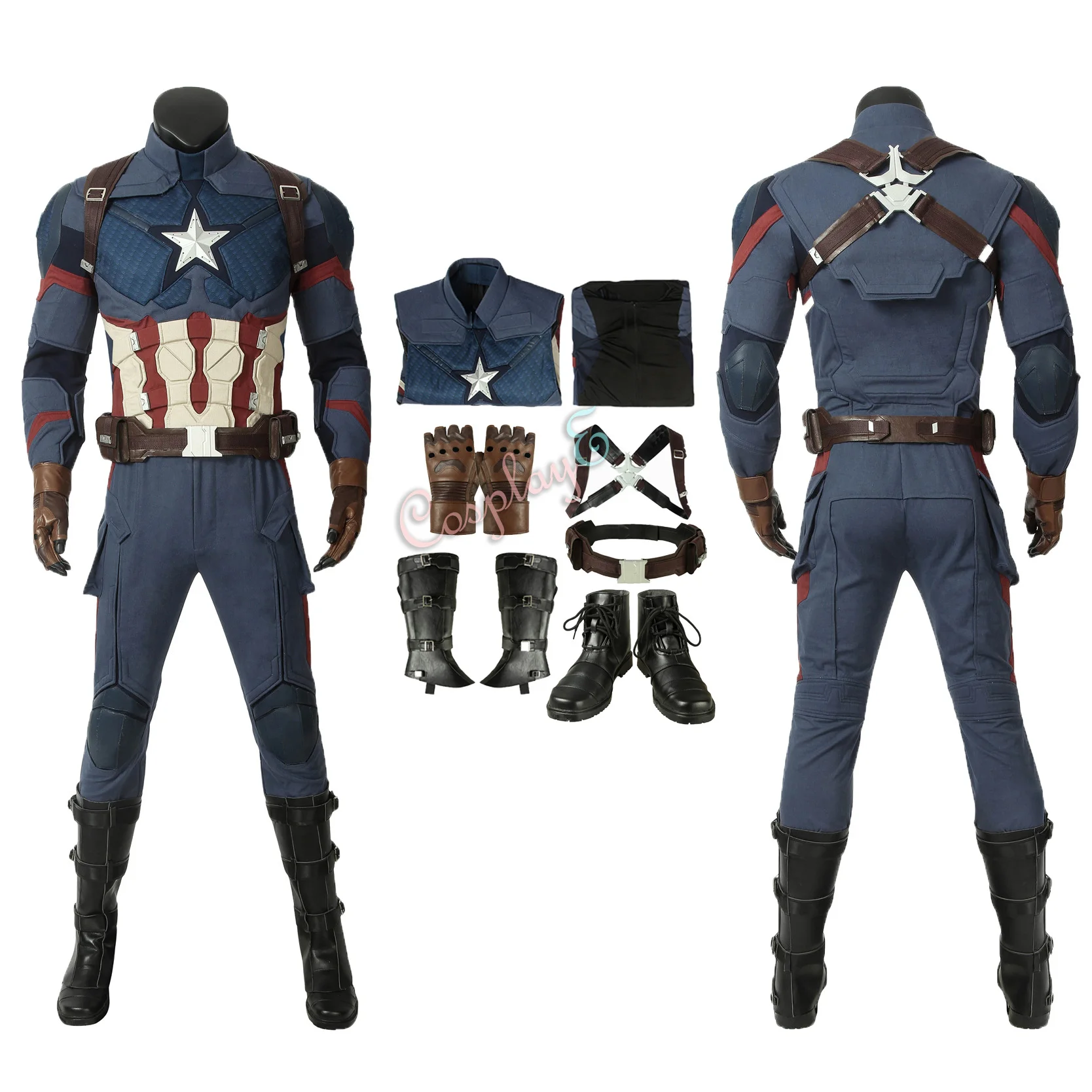

Captain America Costume Avengers: Endgame Cosplay Steve Rogers Full Set Custom Made