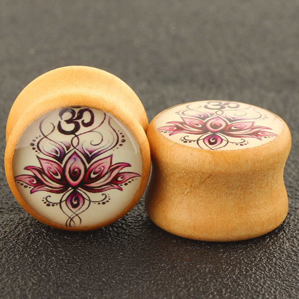 JUNLOWPY Double Flared Logo Ear Tunnels Plugs Wood Gauges Expander Kit Earrings Lobe Stretcher Piercing Body Jewelry 6-16mm | Украшения и