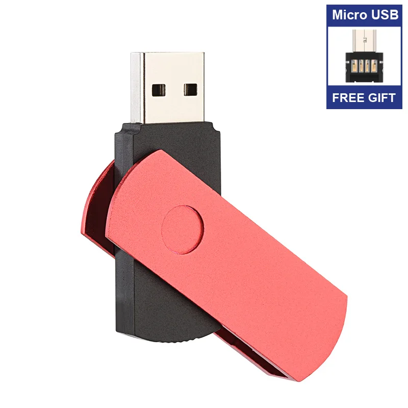 

Gift Micro USB adapter USB Flash Drive Rotation Pen Drive 128GB Flash Drive 8GB 32GB 64GB External Storage Pendrive 256GB Flash