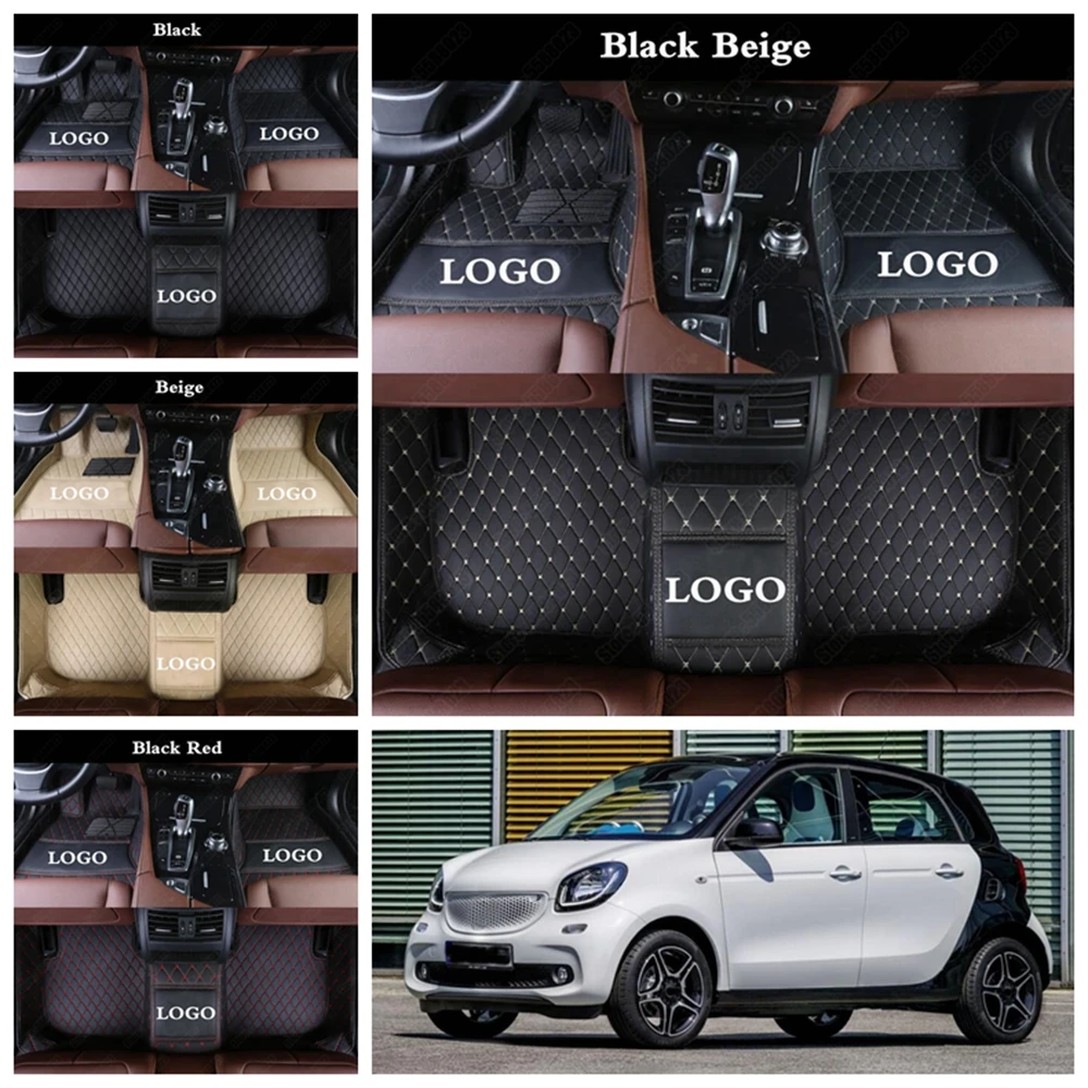 Водонепроницаемые кожаные автомобильные коврики для Smart Fortwo Forfour изготовленные