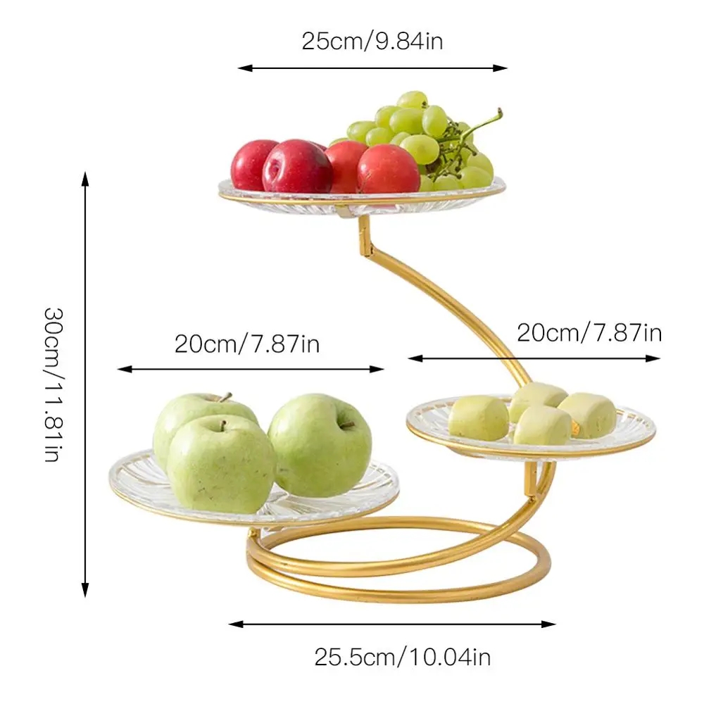 Бытовая 3 ярусная Фруктовая тарелка спиральная кованая металлическая корзина для фруктов винтажный Стиль подставка для подноса домашняя корзина для хранения для кухонных принадлежностей