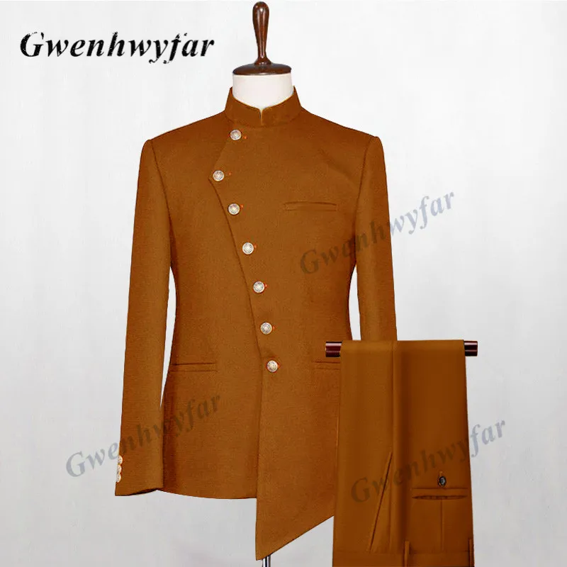 Gwenhwyfar Costume Homme Italian Business Slim Fit 2 Pieces Navy Men's Suits Groom Prom Tuxedo Groomsmen Blazer For Wedding