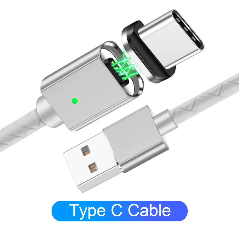 Магнитный зарядный кабель Micro usb type C для Apple iPhone Lighting Cable 3A Быстрая зарядка провод заглушка для защиты мобильного телефона от пыли шнур зарядного устройства - Цвет: For Type C Silver