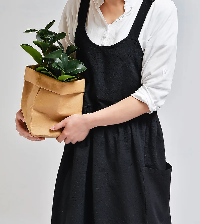 2020 Newest Hot Solid Cooking Kitchen Apron For Woman Female Bib Cotton Linen Dress Cafe Florist BBQ Aprons Kitchen Accessory