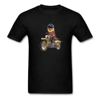 

100% cotton Solar Kitten T-Shirt Cat riding motorcycle motobike cat Tee Shirt Galaxy Nebula Space T Shirt Tops For Men Tshirt #1
