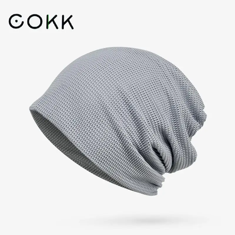 COKK Summer Beanie Hat Women Men Unisex Solid Mesh Breathable Turban Hat Headwear Baggy Cap Headwrap Hariband Bonnet Femme Gorro 1
