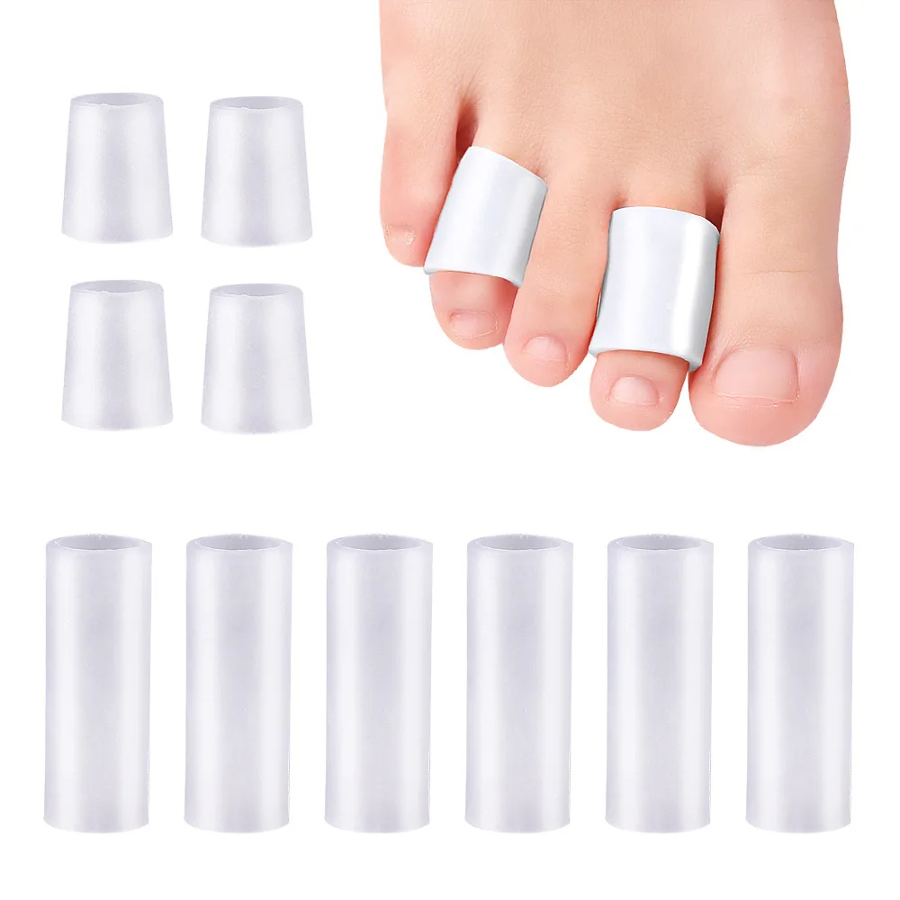 Silicone Tube Fingers Protector Hand Bunion Pain Relief Orthosis Stranghters Foot Care Pedicure Toe Sleeve Cap Cover 4Pcs/6Pcs toe protectors