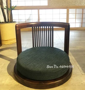 

Japanese Zaisu Meditation Chair with Armrests with Back Support Asian Traditional Floor Tatami Chair Armchair Solid Ash Wood