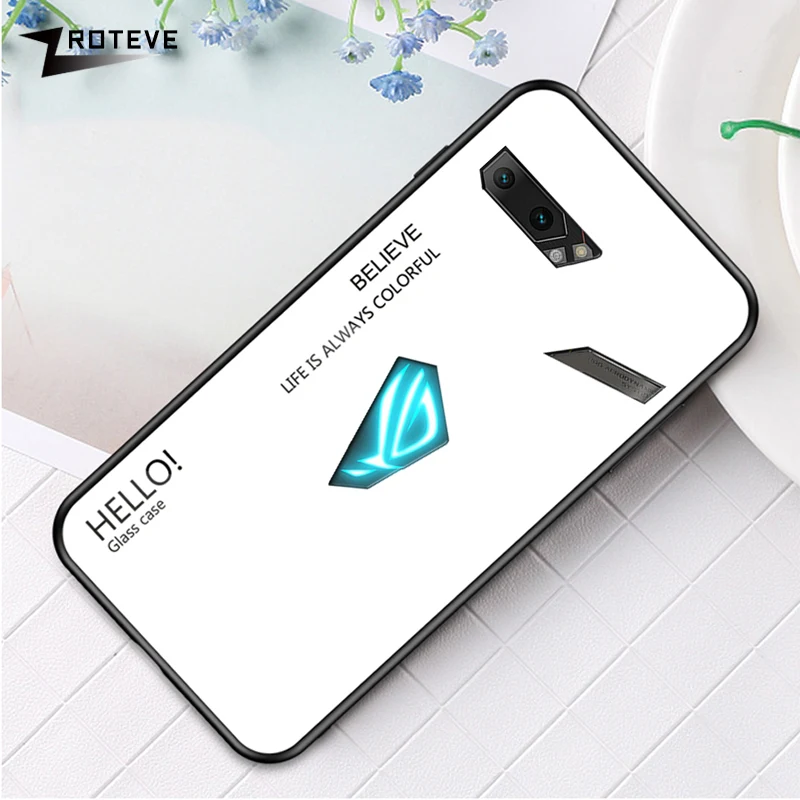 

Rog 2 Case Zroteve Silicone Frame Glass Coque For ASUS ROG Phone 2 Case Discolor Tempered Glass Cover For ASUS ZB601KL ZB631KL