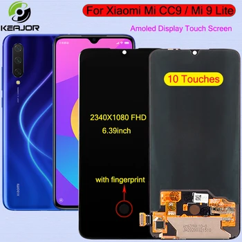 

Display For Xiaomi CC9 CC 9 Touch Screen Fingerprint AMOLED Glass Panel Digitizer Replacement For Xiaomi Mi 9 Lite LCD Display