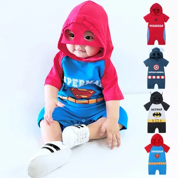 

Newborn Baby Girl Boy Clothes Short Sleeves Onesie Cospaly superman batman Baby Romper Infant Jumpsuit Outfit Clothing Costume