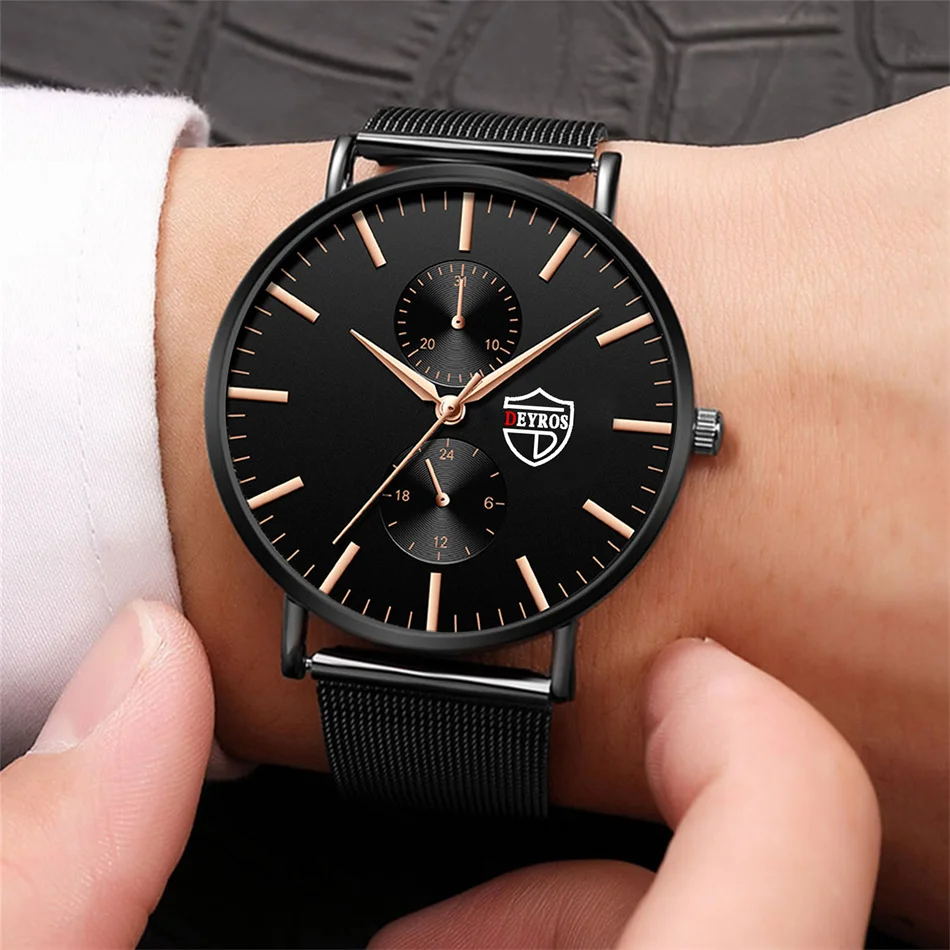 reloj hombre 2022 Mens Fashion Ultra-thin Watches Men Business Casual Stainless Steel Mesh Belt Quartz Watch relogio masculino