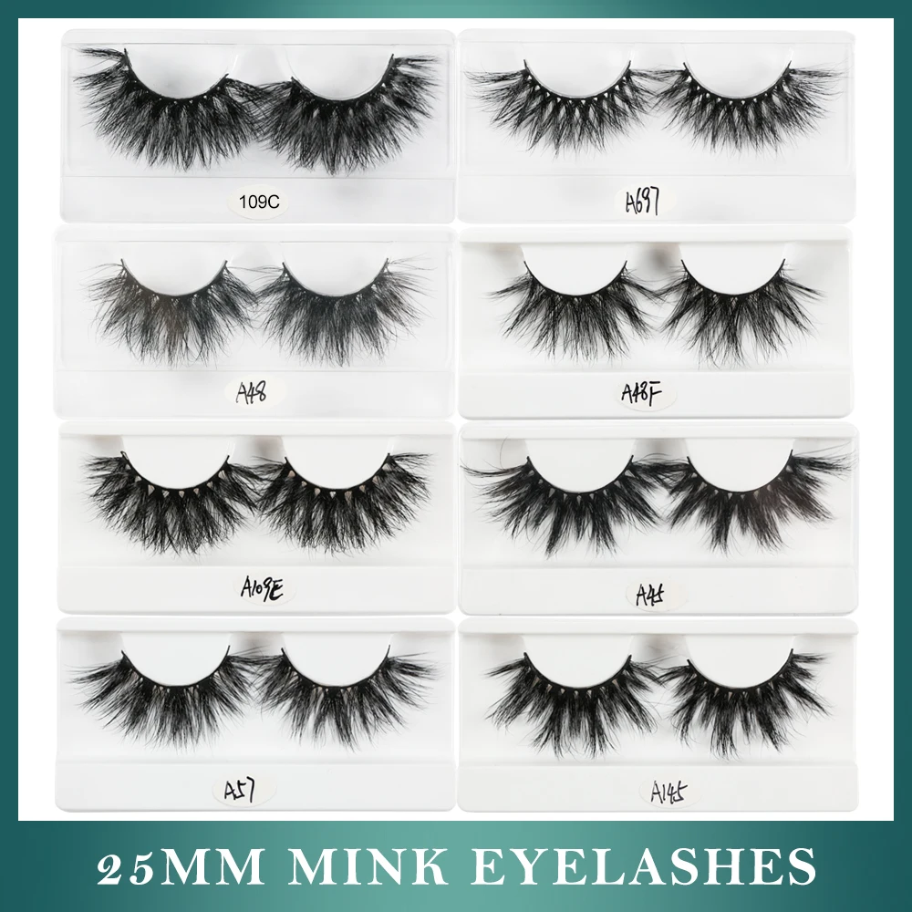 

25mm Mink False Eyelashes 10/20/30/40/50 pairs Wholesale 3D Mink Lashes Makeup 100% Cruelty free Dramatic Long Mink Lashes