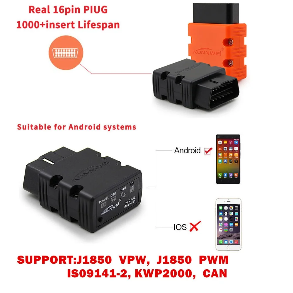 KONNWEI OBD2 сканер KW902 ELM327 V1.5 Bluetooth 3,0 Автосканер Elm 327 OBD 2 сканер кодов 1,5 лучше, чем ELM327 v2.1
