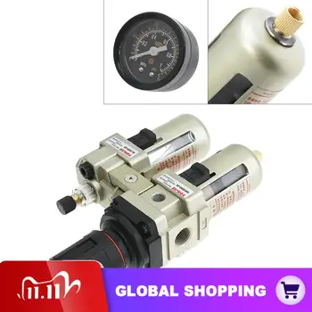 

AC3010-03 Air Compressor 0-1.0mpa Adjustable Two Union Oil Water Separator Regulator PT3/8(mm) Caliber with Gauge