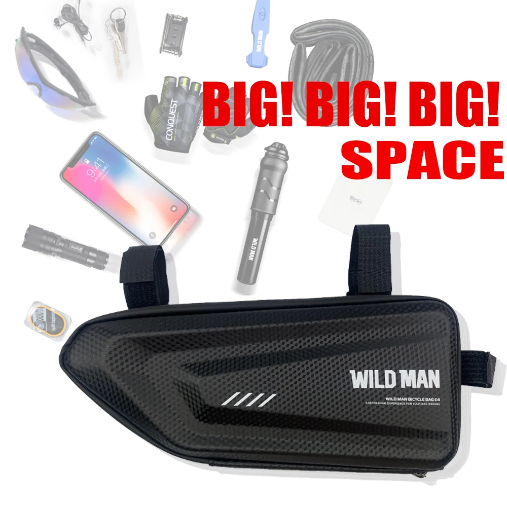 WILD MAN 1.5L Large Capacity Rainproof Cycling Bag Waterproof Bicycle Accessories Cycling Mountain Bike Bag Hard Shell Equipment