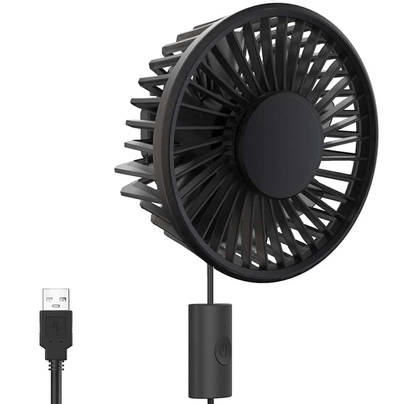 Car USB Fan Mini USB Car Fan Strong Winds 3 Speeds 360 degree Rotation Air Circulating Fan