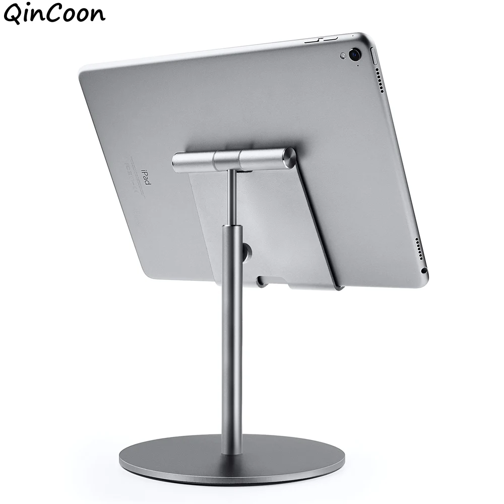 Large Size & Height Adjustable Aluminum Tablet Stand 360° Rotation Desk