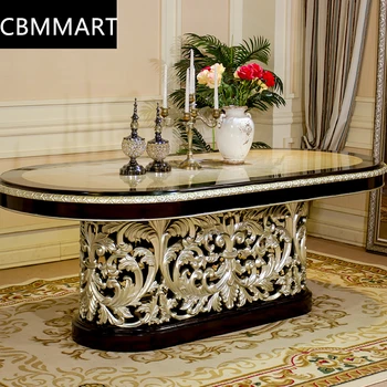 

italian antique royal luxury dinning table solid wood carved golden dinner table 6 8 chairs