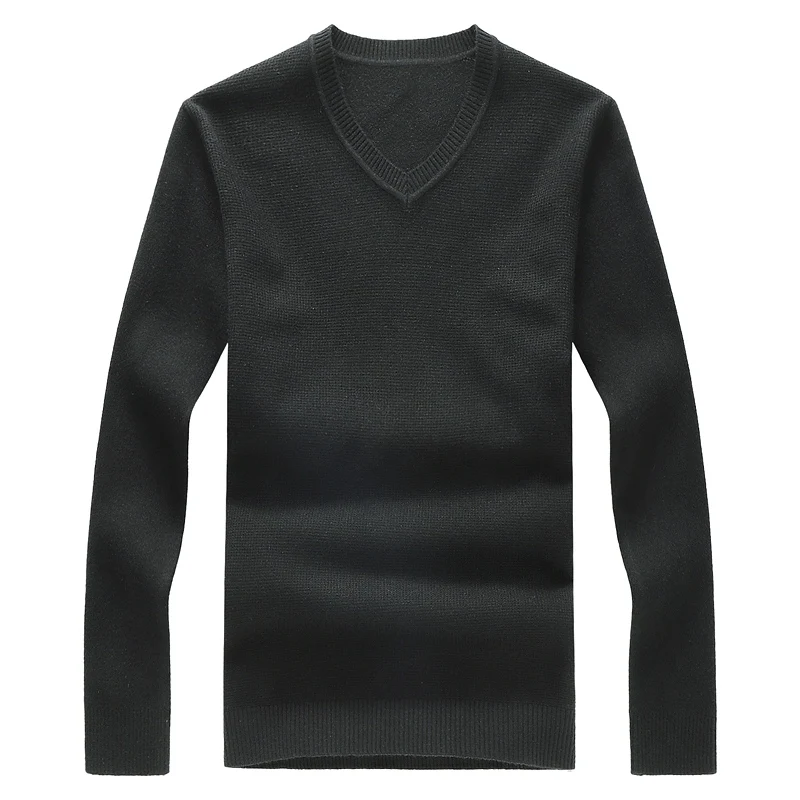 Большой свитер рубашка мужская размера плюс 7XL свободный свитер Молодежный свитер тонкий свитер мужской v-образный вырез 8XL 6XL - Цвет: Черный