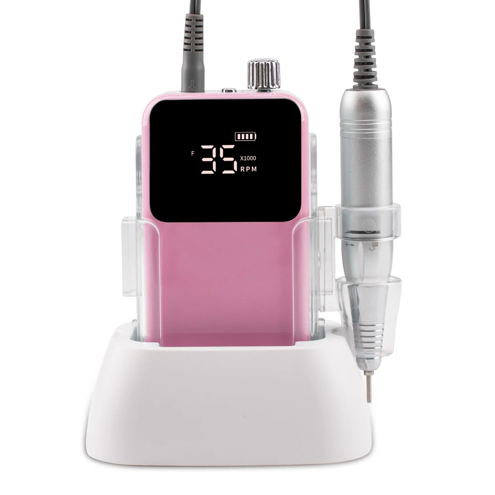 Portable Desktop Cordless Rechargeable 35000RPM Professional Nail Polisher Electric Manicure Drill Set Tools 5