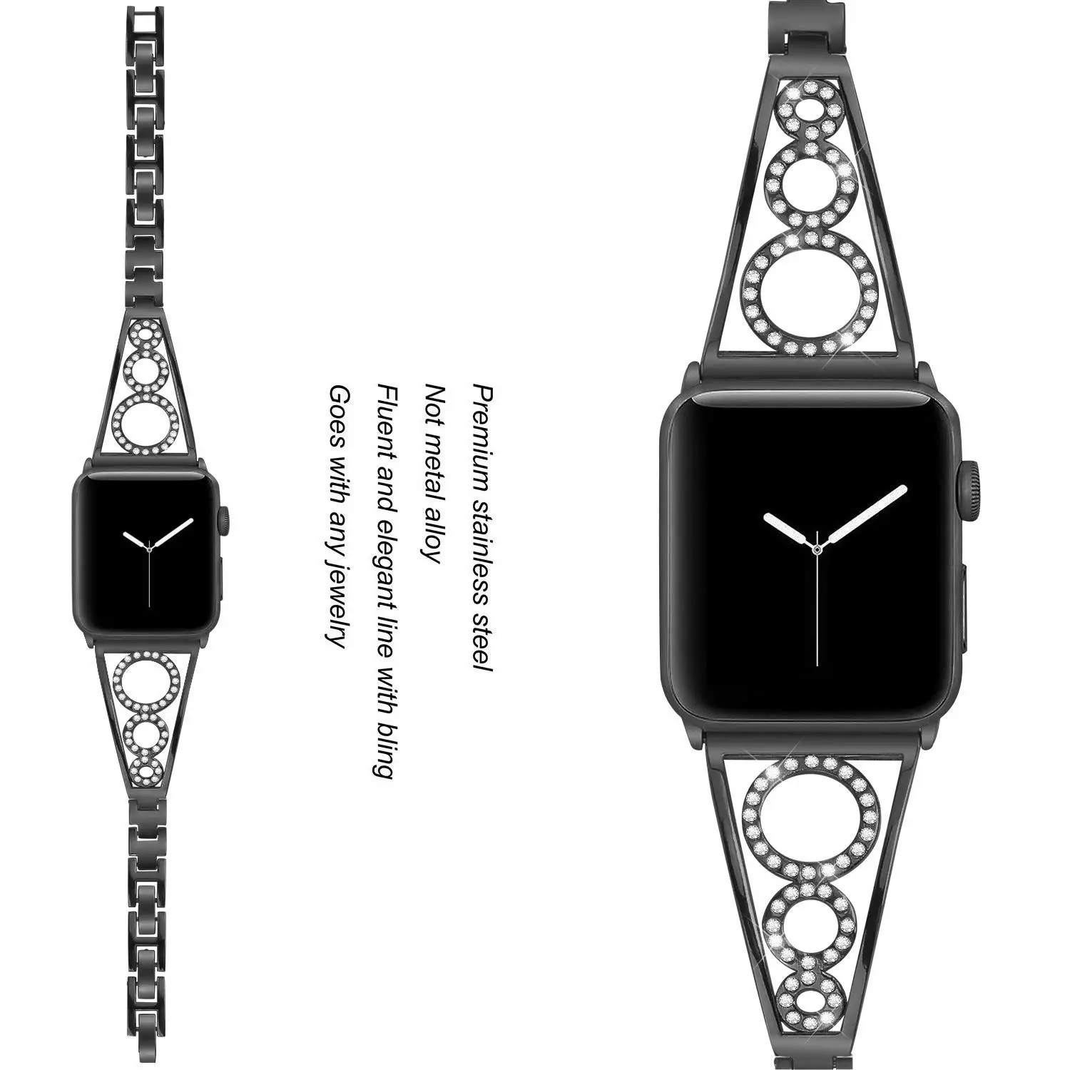 Joyozy браслет из нержавеющей стали, ремешок для наручных часов Apple watch, версии стильный красивый металлический браслет для наручных часов Apple watch, версии 4/3/2/1