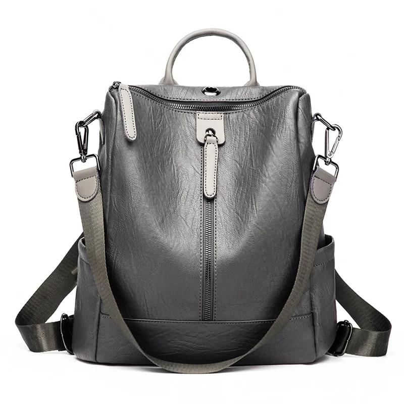 Single Dark Grey Женский рюкзак mochila feminina, повседневный многофункциональный женский кожаный рюкзак, женская сумка через плечо, сумка для путешествий - Цвет: Single Dark Grey