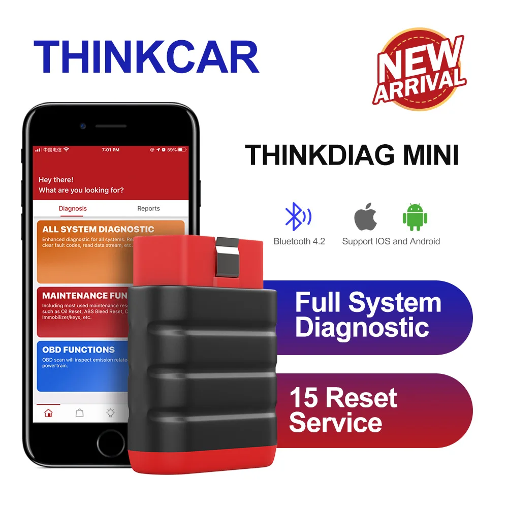 US $57.50 Thinkcar Thinkdiag Mini Obd2 Scanner Android Ios Automotive Easydiag Obd 2 Car All System Bluetooth Auto Scanner Diagnostic Tool