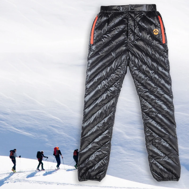 

Outdoor Adult Unisex Ultralight goose Down Pants Camping Winter Trousers Plus Size Optional Warm Lock Designed