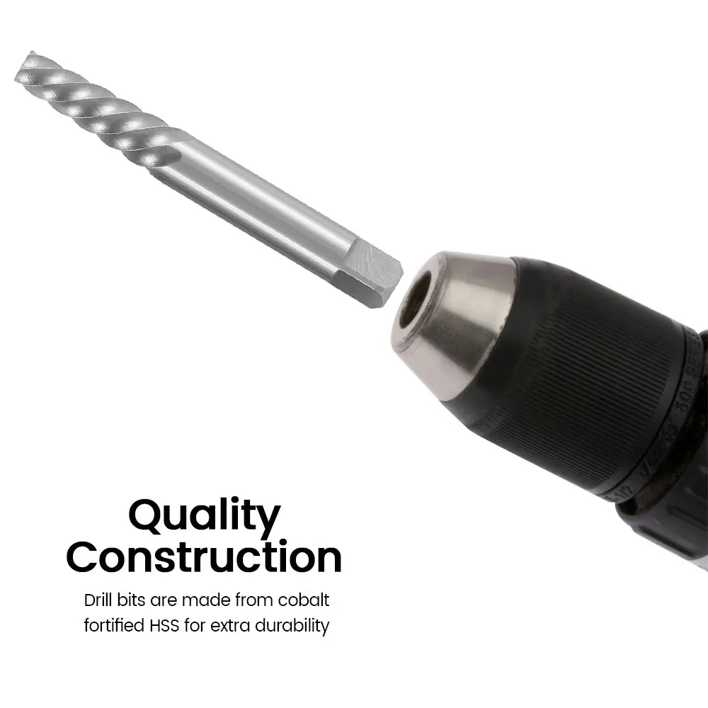  10pcs Cobalt Left Hand Drill Bit Set Broken Bolt Damaged Screw Extractor Set Metal Case Perforator 