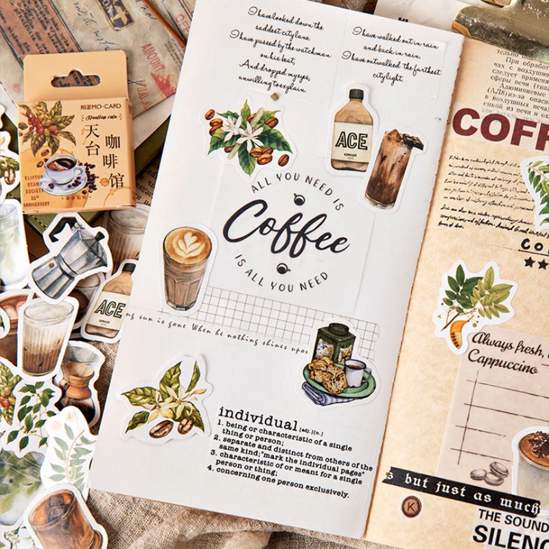 

20packs Retro Coffee Plant Sticker Scrapbooking Stickers Marker Diary DIY Decorate School Stationery Bullet Journal