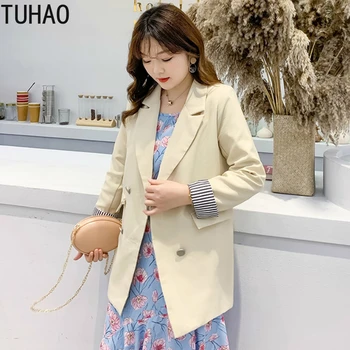 

TUHAO Fall Long Sleeve Korean Version Plus Size Jackets Woman's Tops Loose Casual Blazer Jackets Female Coats Outerwear T1332