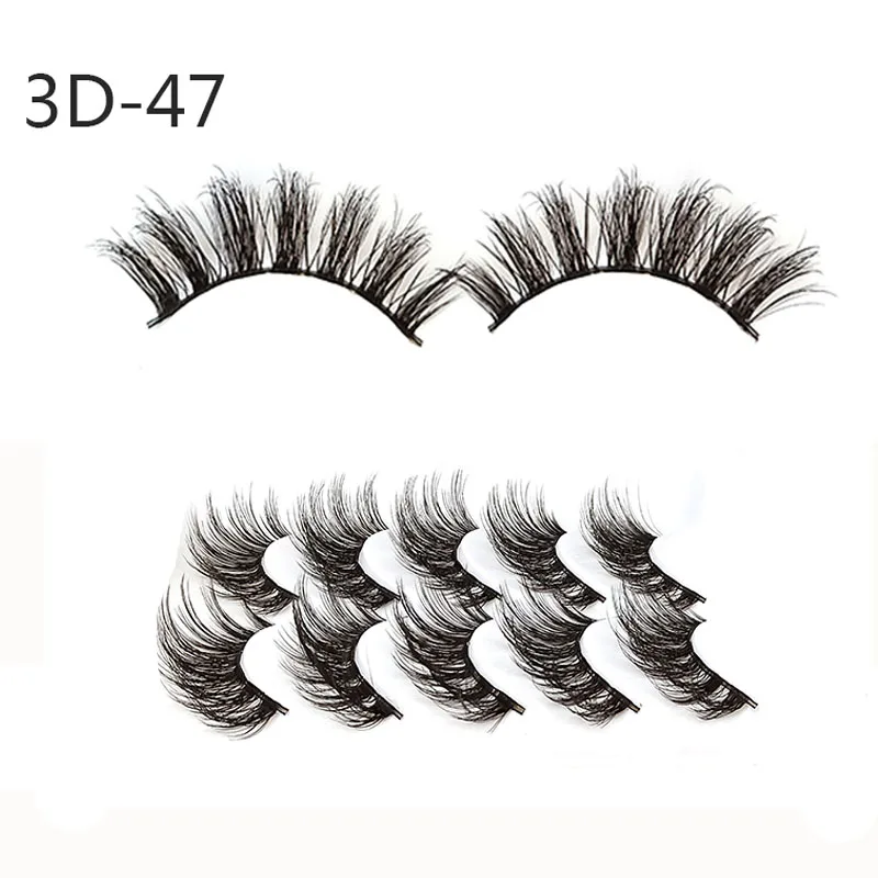 3D-47-5Pairs 5 пар 3D Искусственные норковые накладные ресницы для наращивания, пушистые ресницы для макияжа, инструменты для наращивания - Цвет: 3D-47-5Pairs