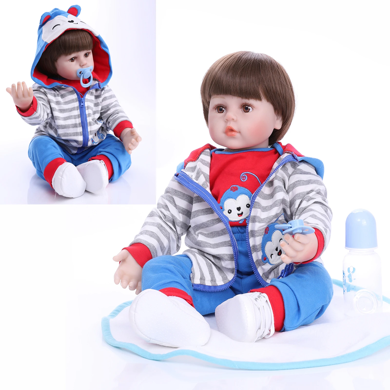 

Bebe 48 см реалистичная мягкая силиконовая кукла реборн для мальчика с открытыми глазами для малышей милая игрушка для сна детский подарок