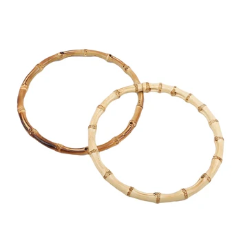

2 x Round Bamboo Bag Handle for Handcrafted Handbag DIY Bags Accessories Good Quality 15x15cm