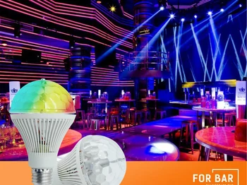 

E27 Automatic Rotation Rgb Magic Crystal Ball Bulb Control Moving Sound Dj Disco Head Party Light Stage Lighting Lamp