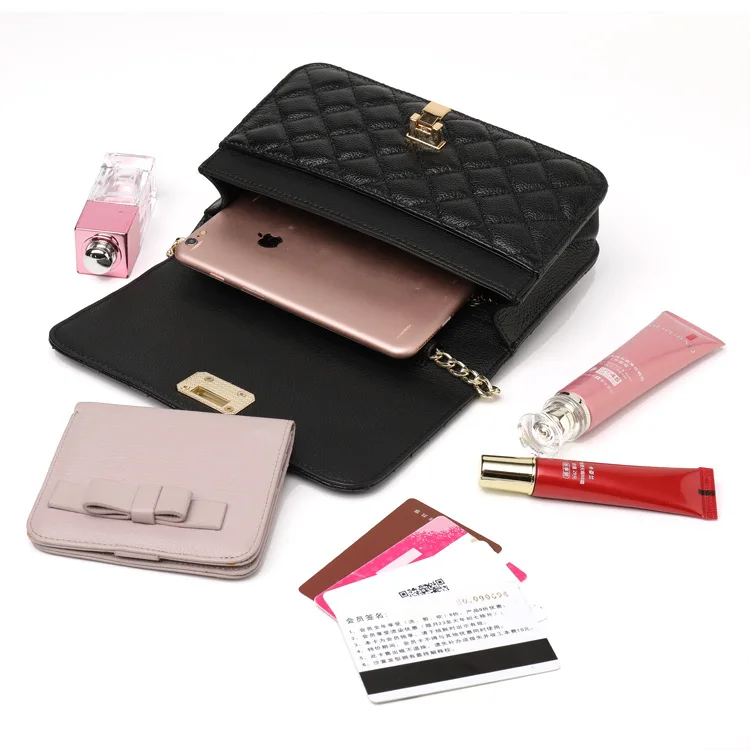 

3 color hot Luxury brand cow Shoulder Leisure Women's Bag Rhombus chain Crossbody 190625 yx