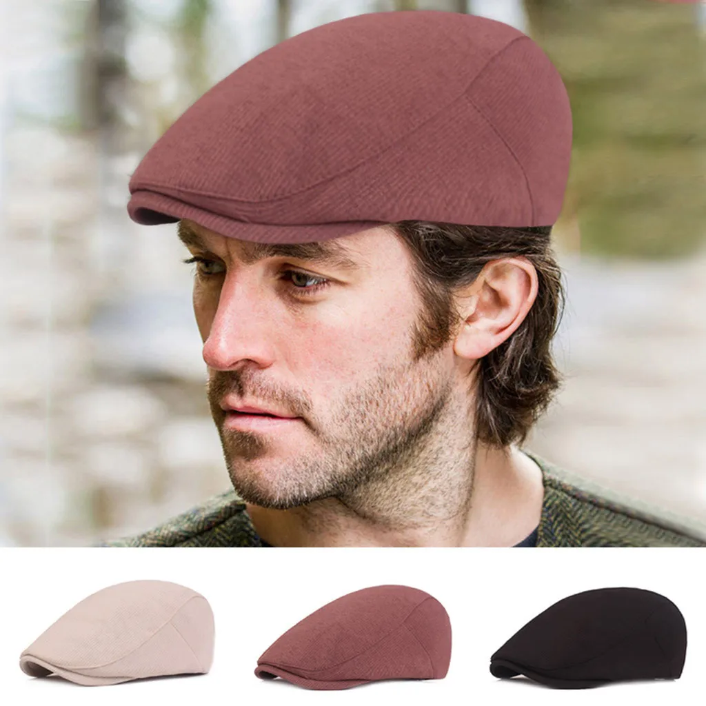 GENTS PEAKED PEAK PURE COTTON CORD FLAT CAP TRADITIONAL WORKING MAN CAP