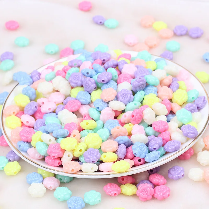 

100Pcs 10mm Candy Color Flower-shape Acrylic Plastic Beads For Jewelry Making DIY Necklace Bracelet Accessories