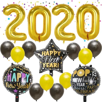 

2020 Foil Balloon Happy New Year Star Round Number Balloon for Christmas Home Decoration New Year 2020 Decor Supplies Navidad