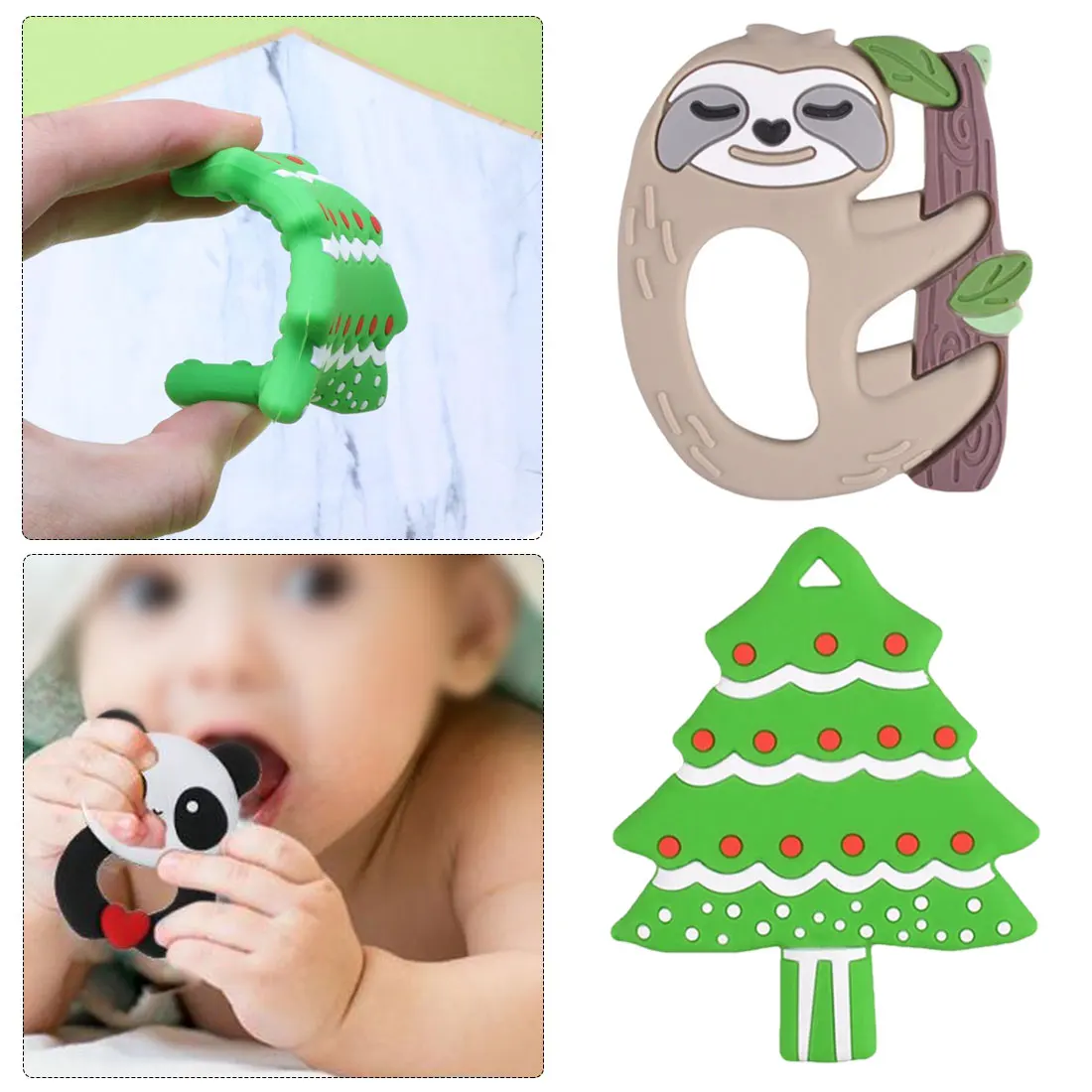 

Baby Silicone Teethers Free Teething Toy Animal Dog Koala Owl Elephant Baby Ring Teether