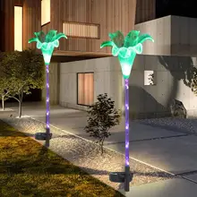 Светодиодный Солнечный уличная лампа, цветочная форма для лилии, ночник, цвет, сменный цвет, яркий сад, дорожка, садовые лужайки