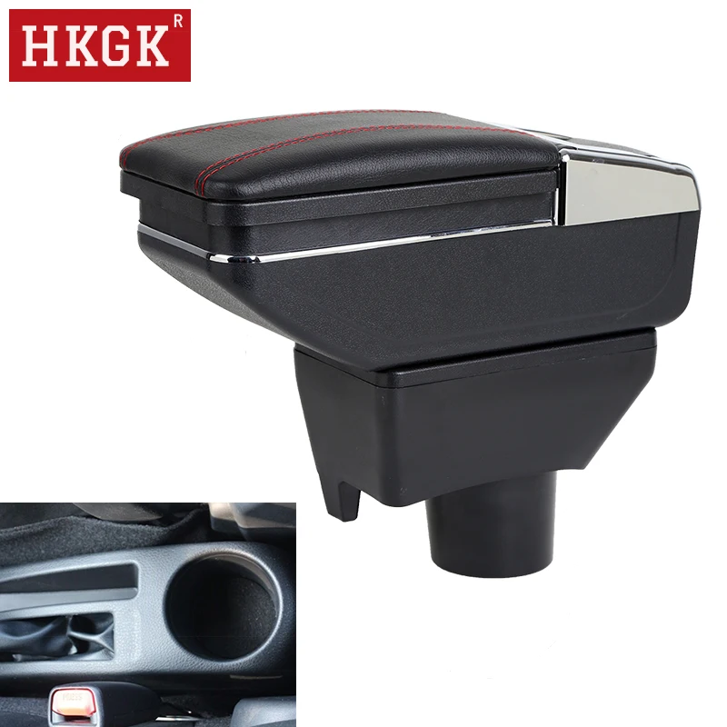 

For Toyota Yaris L Sedan Vios Armrest box Dual Layer Rotatable PU Leather Center Console Storage Box USB Interface accessories