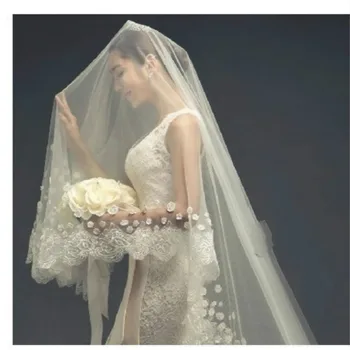 

1PCS New 3 M Soft Gauze Lace Wedding Dress Accessories White Wreath Bride's Veil Bridal