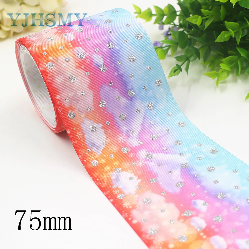 I-191107-2490 YJHSMY I-191107-2468, 75 мм, 2 ярдов Красочные мультфильм горячие Золотые горячие серебряные ленты термотрансферные корсажные Свадебные украшения - Цвет: I-191107-2490