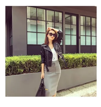 

2019 Self-cultivation Leather Clothing Short Small Loose Coat Pu Jacket Locomotive Suit-dress Tide