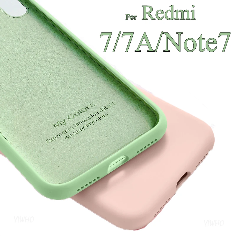 

For Redmi 7A Case Original Liquid Cover For Xiaomi Redmi Note 7 Case Silicone Soft Phone Back Coque Xiomi Xiaom Note7 Anti-knock