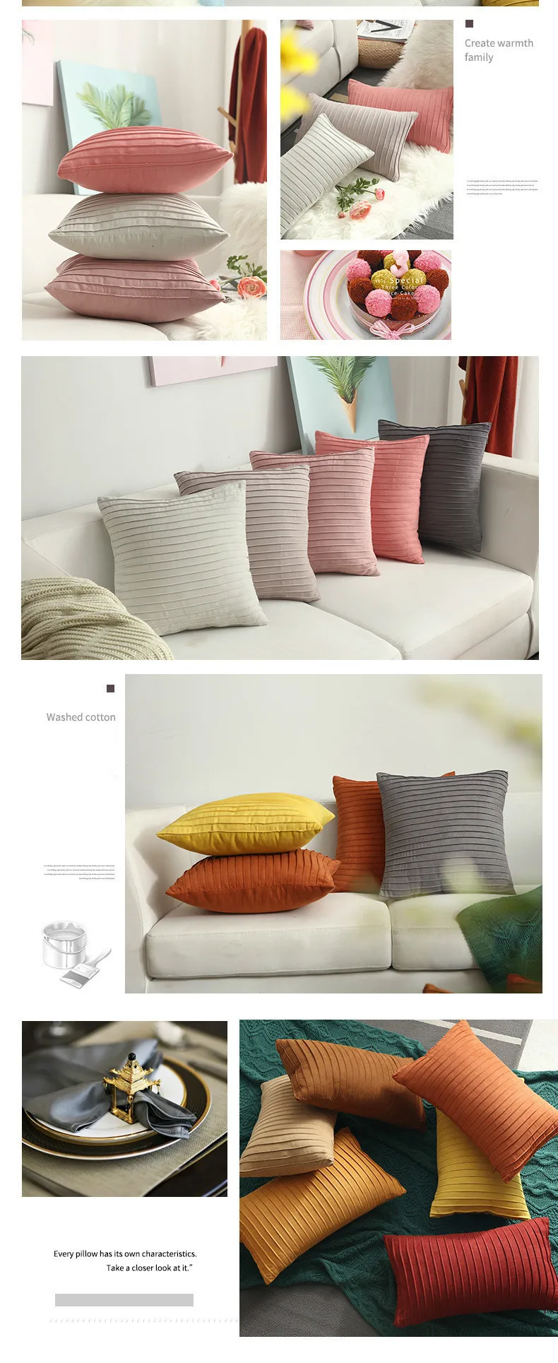 Modern Simple Nordic Velvet Pillow Cover Vertical Terms Cushion Cover For Sofa Decoration Cushion Cover